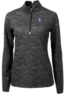 Cutter and Buck Fresno State Bulldogs Womens Black Traverse Camo Qtr Zip