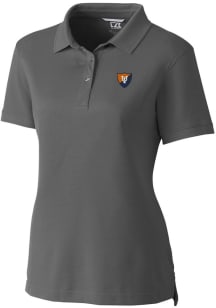 Cutter and Buck Illinois Fighting Illini Womens Grey Vault Advantage Pique Short Sleeve Polo Shirt