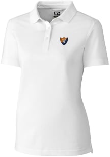 Cutter and Buck Illinois Fighting Illini Womens White Vault Advantage Pique Short Sleeve Polo Shir..