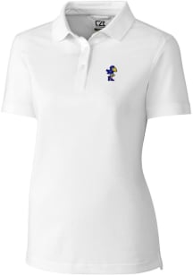 Cutter and Buck Kansas Jayhawks Womens White Vault Advantage Pique Short Sleeve Polo Shirt