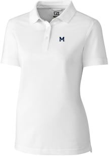 Cutter and Buck Michigan Wolverines Womens White Vault Advantage Pique Short Sleeve Polo Shirt