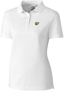 Cutter and Buck West Virginia Mountaineers Womens White Vault Advantage Pique Short Sleeve Polo Sh..
