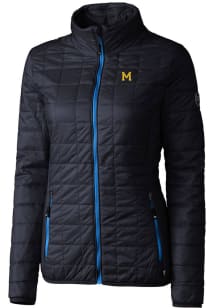Cutter and Buck Michigan Wolverines Womens Blue Vault Rainier PrimaLoft Puffer Filled Jacket