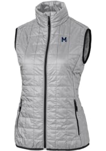 Cutter and Buck Michigan Wolverines Womens Grey Vault Rainier PrimaLoft Puffer Vest