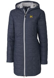 Cutter and Buck Michigan Wolverines Womens Grey Rainier Primaloft Long Filled Jacket
