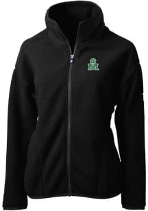 Cutter and Buck Marshall Thundering Herd Womens Black Cascade Eco Sherpa Long Sleeve Full Zip Jack..