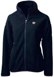 Cutter and Buck West Virginia Mountaineers Womens Navy Blue Cascade Eco Sherpa Long Sleeve Full Zi..