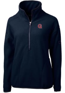 Cutter and Buck Gonzaga Bulldogs Womens Navy Blue Vault Cascade Sherpa Qtr Zip