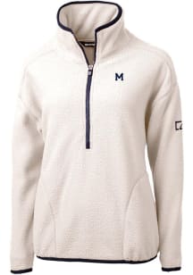 Cutter and Buck Michigan Wolverines Womens Grey Cascade Eco Sherpa Qtr Zip