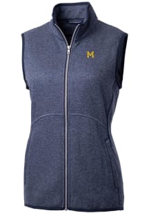 Cutter and Buck Michigan Wolverines Womens Blue Vault Mainsail Vest