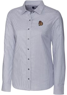 Cutter and Buck Oregon State Beavers Womens Stretch Oxford Stripe Long Sleeve Grey Dress Shirt