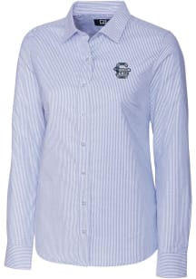 Cutter and Buck Penn State Nittany Lions Womens Stretch Oxford Stripe Long Sleeve Light Blue Dress..