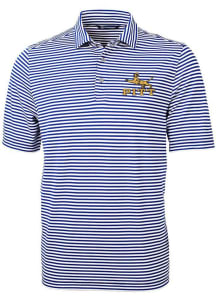 Cutter and Buck Pitt Panthers Mens Blue Virtue Stripe Short Sleeve Polo