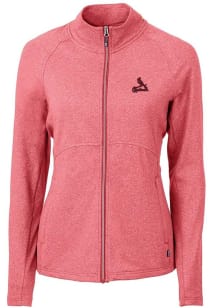Cutter and Buck St Louis Cardinals Womens Red Adapt Heathered Full Zip Medium Weight Jacket