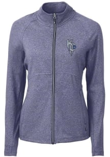 Cutter and Buck Kansas City Royals Womens Navy Blue Adapt Heathered Full Zip Medium Weight Jacket