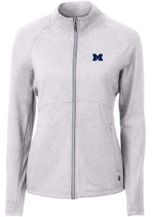 Cutter and Buck Michigan Wolverines Womens Grey Adapt Heathered Full Zip Medium Weight Jacket