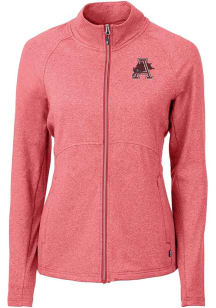 Cutter and Buck Arkansas Razorbacks Womens Red Adapt Heathered Full Zip Medium Weight Jacket
