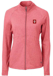 Cutter and Buck Indiana Hoosiers Womens Red Adapt Heathered Full Zip Medium Weight Jacket
