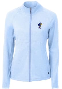 Cutter and Buck Kansas Jayhawks Womens Light Blue Adapt Heathered Full Zip Light Weight Jacket