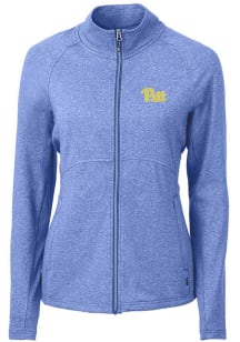 Cutter and Buck Pitt Panthers Womens Blue Adapt Heathered Full Zip Medium Weight Jacket