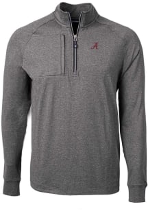 Cutter and Buck Alabama Crimson Tide Mens Black Adapt Eco Knit Big and Tall Qtr Zip