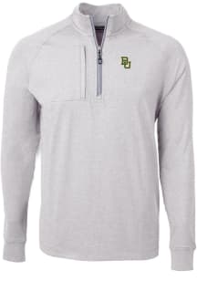 Cutter and Buck Baylor Bears Mens Grey Adapt Eco Knit Big and Tall Qtr Zip