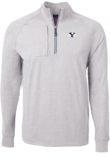 Cutter and Buck BYU Cougars Mens Grey Adapt Eco Knit Big and Tall Qtr Zip