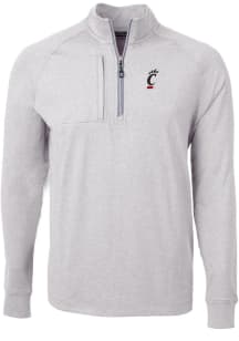 Cutter and Buck Cincinnati Bearcats Mens Grey Adapt Eco Knit Big and Tall Qtr Zip