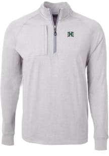 Cutter and Buck Hawaii Warriors Mens Grey Adapt Eco Knit Big and Tall Qtr Zip