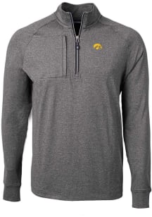 Cutter and Buck Iowa Hawkeyes Mens Black Adapt Eco Knit Big and Tall Qtr Zip