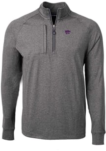 Cutter and Buck K-State Wildcats Mens Black Adapt Eco Knit Big and Tall Qtr Zip