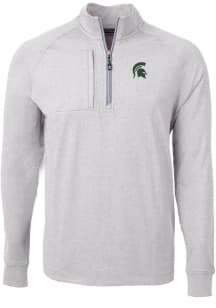 Cutter and Buck Michigan State Spartans Mens Grey Adapt Eco Knit Big and Tall Qtr Zip