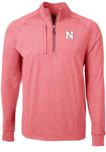 Cutter and Buck Nebraska Cornhuskers Mens Red Adapt Eco Knit Big and Tall Qtr Zip