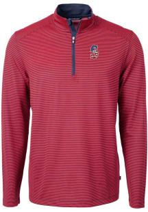 Cutter and Buck Seattle Mariners Mens Red Virtue Eco Pique Micro Stripe Long Sleeve Qtr Zip Pullov..