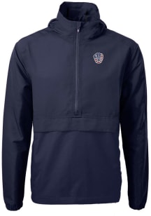 Cutter and Buck Milwaukee Brewers Mens Navy Blue Americana Charter Eco Pullover Jackets