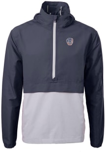 Cutter and Buck Milwaukee Brewers Mens Navy Blue Americana Charter Eco Pullover Jackets