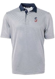 Cutter and Buck Seattle Mariners Mens Navy Blue Virtue Eco Pique Micro Stripe Short Sleeve Polo