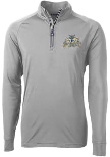 Cutter and Buck Pitt Panthers Mens Grey Adapt Stretch Long Sleeve Qtr Zip Pullover