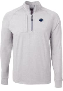 Cutter and Buck Penn State Nittany Lions Mens Grey Adapt Eco Knit Big and Tall Qtr Zip