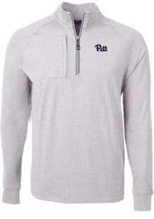Cutter and Buck Pitt Panthers Mens Grey Adapt Eco Knit BT Big and Tall Qtr Zip