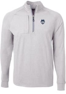 Cutter and Buck UConn Huskies Mens Grey Adapt Eco Knit Big and Tall Qtr Zip