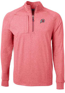 Cutter and Buck Utah Utes Mens Red Adapt Eco Knit Big and Tall Qtr Zip