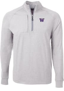 Cutter and Buck Washington Huskies Mens Grey Adapt Eco Knit Big and Tall Qtr Zip