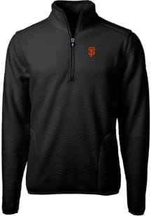 Cutter and Buck San Francisco Giants Mens Black Cascade Eco Sherpa Fleece Long Sleeve Qtr Zip Pull..