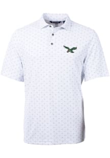 Cutter and Buck Philadelphia Eagles Mens White Virtue Tile Print Short Sleeve Polo