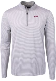 Cutter and Buck Eastern Kentucky Colonels Mens Grey Virtue Eco Pique Big and Tall Qtr Zip