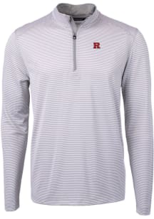 Cutter and Buck Rutgers Scarlet Knights Mens Grey Virtue Eco Pique Big and Tall Qtr Zip