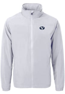 Cutter and Buck BYU Cougars Mens Grey Charter Eco Knit Big and Tall Light Weight Jacket