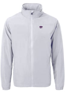 Cutter and Buck K-State Wildcats Mens Grey Charter Eco Knit Big and Tall Light Weight Jacket