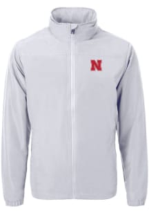 Cutter and Buck Nebraska Cornhuskers Mens Grey Charter Eco Knit Big and Tall Light Weight Jacket